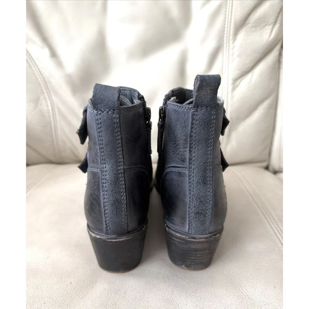 Roan by Bed Stu Womens Leather Boots Size 8 Disstressed Moto Biker Buckle Gray